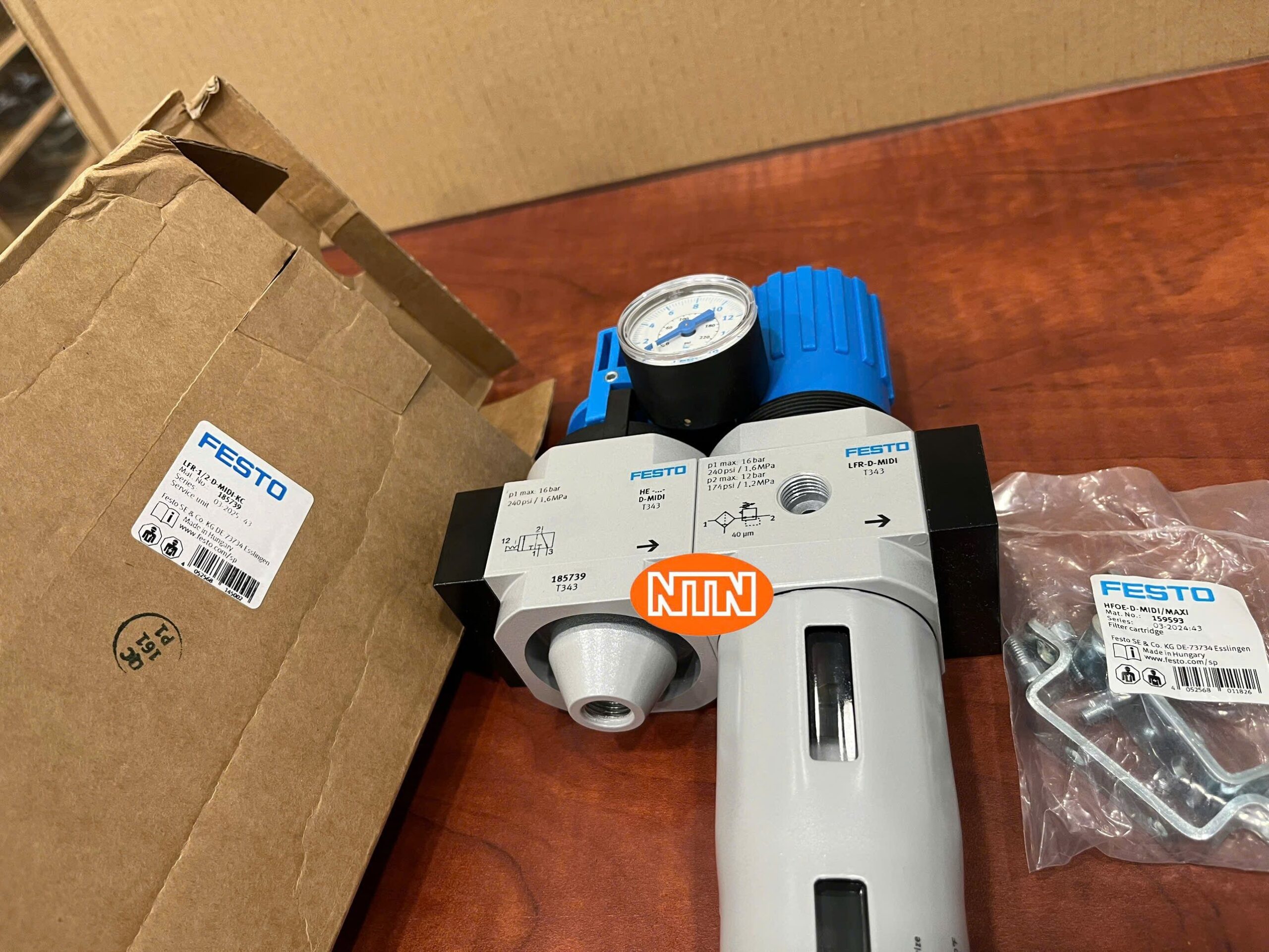 Service Unit (On/off Valve and Filter Regulator) Festo LFR-1/2-D-MIDI-KC (185739) Bộ lọc điều áp